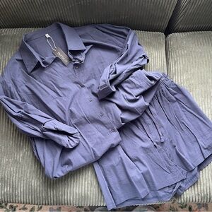 NWT two piece button up and short set